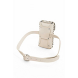 Babe Beachwaer beige mini bag for phone wallet with belt and metal chain detailing