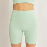 Trendsi mint green high waist active shorts with pocket for women, perfect for workouts and casual wear