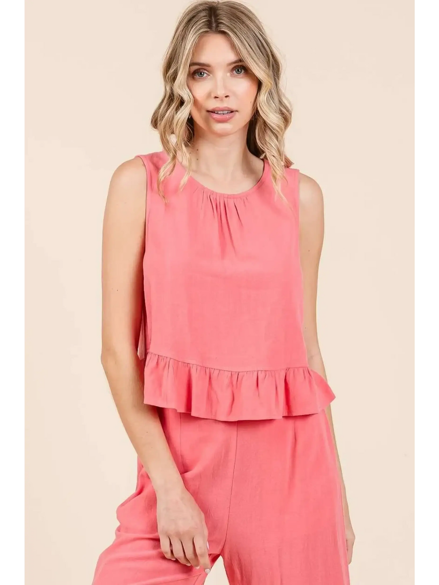 Stylish Linen Pants & Ruffle Tank - Beach Babes Beachwear - Fort Lauderdale