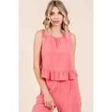 Stylish Linen Pants & Ruffle Tank - Beach Babes Beachwear - Fort Lauderdale
