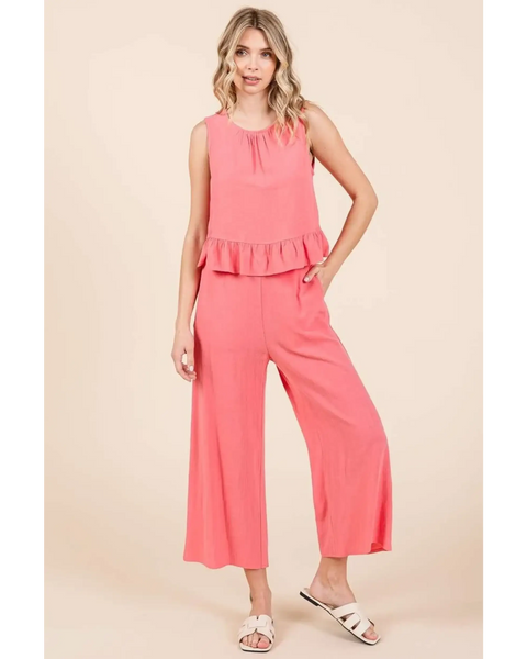 Stylish Linen Pants & Ruffle Tank - Beach Babes Beachwear - Fort Lauderdale