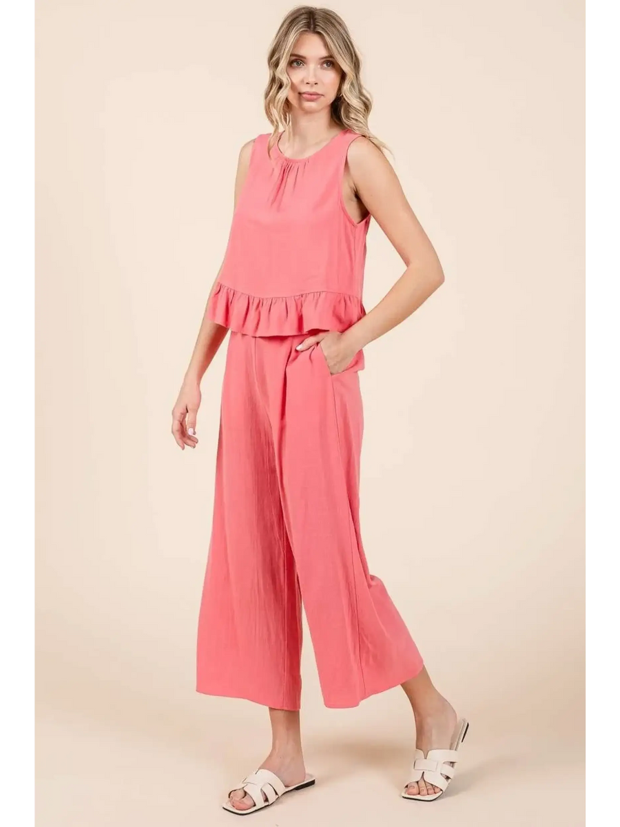 Stylish Linen Pants & Ruffle Tank - Beach Babes Beachwear - Fort Lauderdale