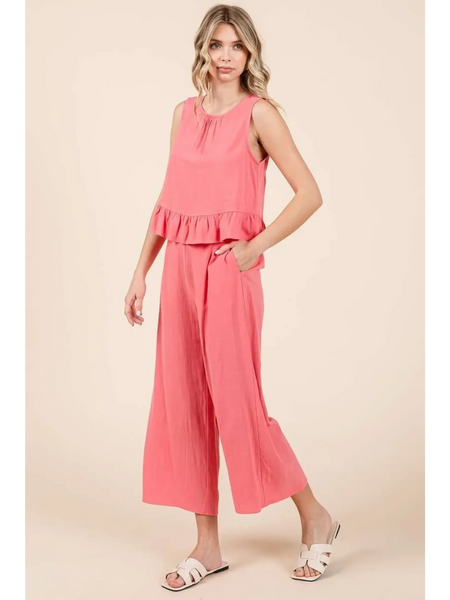 Stylish Linen Pants & Ruffle Tank - Beach Babes Beachwear - Fort Lauderdale