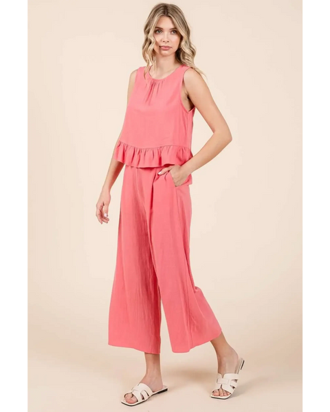 Stylish Linen Pants & Ruffle Tank - Beach Babes Beachwear - Fort Lauderdale