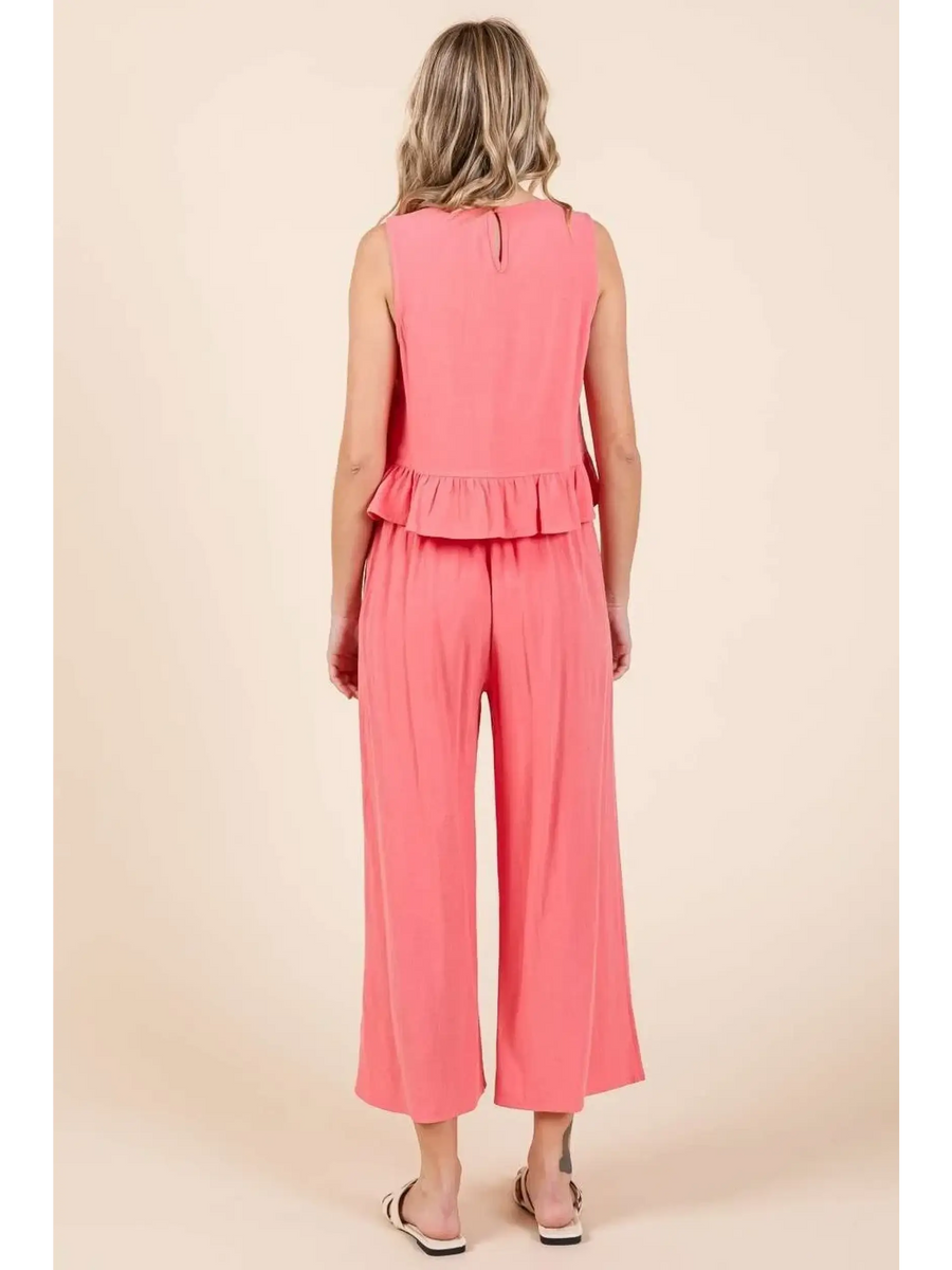 Stylish Linen Pants & Ruffle Tank - Beach Babes Beachwear - Fort Lauderdale