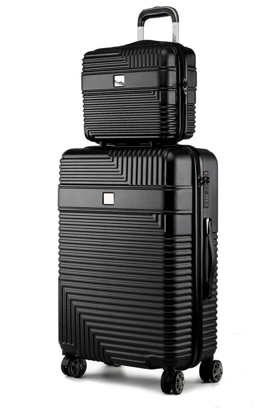 MKF Hard Case Luggage 2 Piece Set by Babe Beachwear in black with textured finish and spinner wheels