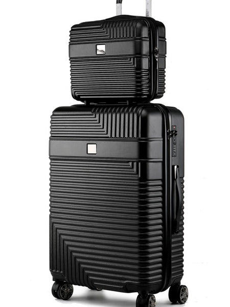 MKF Hard Case Luggage 2 Piece Set by Babe Beachwear in black with textured finish and spinner wheels
