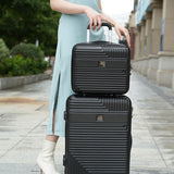 MKF Hard Case Luggage 2 Piece Set in black with textured design and smooth-rolling wheels