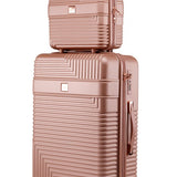 MKF Hard Case Luggage 2 Piece Set in rose gold with textured exterior and spinner wheels