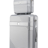 Silver MKF Hard Case Luggage 2 Piece Set with textured hard shell and spinner wheels