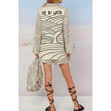 Trendsi Nautical Print Top and Shorts Set with black and white wave and fish scale patterns