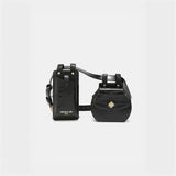 Black crocodile texture belt bag with two compartments and gold accents from Babe Beachwear