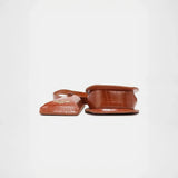 Babe Beachwear brown crocodile texture belt bag with gold logo and adjustable strap