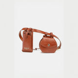 Babe Beachwear brown faux crocodile leather belt bag with dual pouch design and adjustable strap