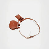 Babe Beachwear brown leather belt bag with embossed texture and adjustable strap