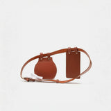 Babe Beachwaer brown leather belt bag with two pouches and adjustable strap