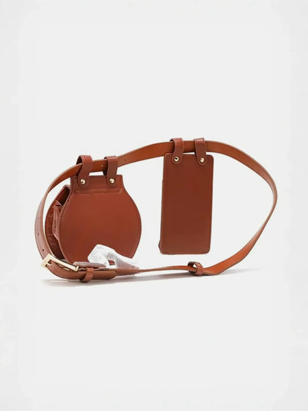 Babe Beachwaer brown leather belt bag with two attached pouches and adjustable strap