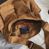 Nova Oversized Canvas Messanger Bag by Babe Beachwear in brown with adjustable strap and zipper pocket