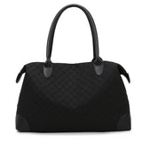 Black Babe Beachwear oxford overnight bag with zipper and leather handles for travel