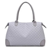 Babe Beachwear oxford overnight bag with zipper in light gray quilted design with dual shoulder straps