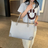 Babe Beachwear oxford overnight bag with zipper in light gray quilted design with tote handles