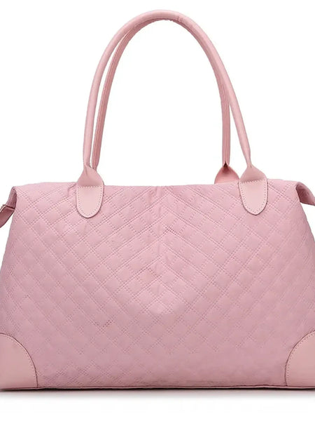 Babe Beachwaer pink quilted oxford overnight bag with zipper and double handles