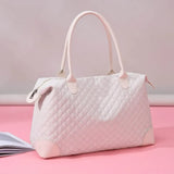 Babe Beachwaer oxford overnight bag with zipper in light pink quilted design with double handles
