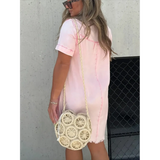 Babe Beachwear short sleeve tunic midi dress plus size in light pink with casual fit