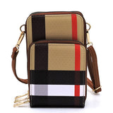 Babe Beachwaer plaid crossbody bag for women with adjustable brown strap and multiple zipper compartments