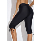 Beach Babes black plus size swim pants with adjustable drawstring and cropped length