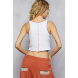 White Tank Top with Pink Trim - Beach Babes Beachwear - Fort Lauderdale
