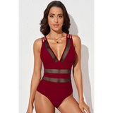 Mesh Plunge Neck One Piece Swimsuit - Beach Babes Beachwear - Fort Lauderdale1