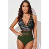 Mesh Plunge Neck One Piece Swimsuit - Beach Babes Beachwear - Fort Lauderdale black front