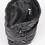 Black Babe Beachwear Quilted Designer Style Puffer Tote bag with spacious interior and zipper pocket