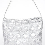 Babe Beachwaer silver Quilted Designer Style Puffer Tote bag with adjustable shoulder strap