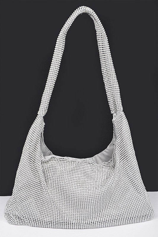 Artini Accessories Quilted Shoulder bag in white with textured fabric and long strap