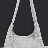 Artini Accessories Quilted Shoulder bag in white with textured fabric and long strap