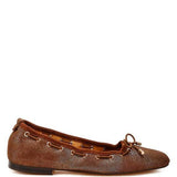 Rag Company brown bow ballerina flats for women with lace-up detailing and flat sole