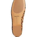 Bottom view of Rag Company bow ballerina flats for women featuring leopard print sole design