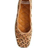Rag Company leopard print bow ballerina flats for women with quilted insole and small bow detail
