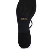 Black sole view of Babe Beachwear chic metallic flat slip-ons sandals with textured grip