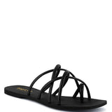 Babe Beachwear black chic metallic flat slip-ons sandal with multiple thin straps and flat sole