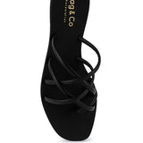 Babe Beachwear chic metallic flat slip-ons black strappy sandals with flat sole