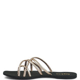 Babe Beachwear chic metallic flat slip-ons sandals with black sole and multiple thin shiny straps