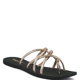 Babe Beachwear chic metallic flat slip-ons with multiple thin straps and a black sole