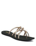 Babe Beachwear chic metallic flat slip-ons with multiple thin straps and a black sole