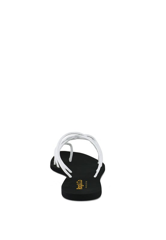 Babe Beachwear black sandals with white straps chic metallic flat slip-ons for casual wear
