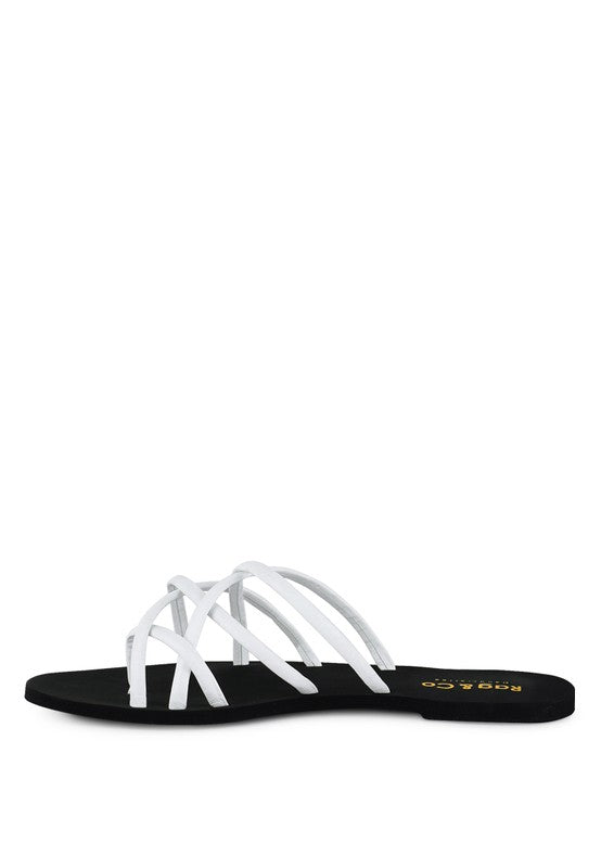Babe Beachwear chic metallic flat slip-ons sandals with black sole and white straps