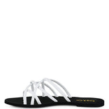 Babe Beachwear chic metallic flat slip-ons sandals with black sole and white straps