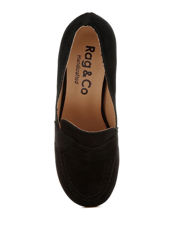Rag Company genuine suede dressy loafers in black with handcrafted detailing for stylish formal wear